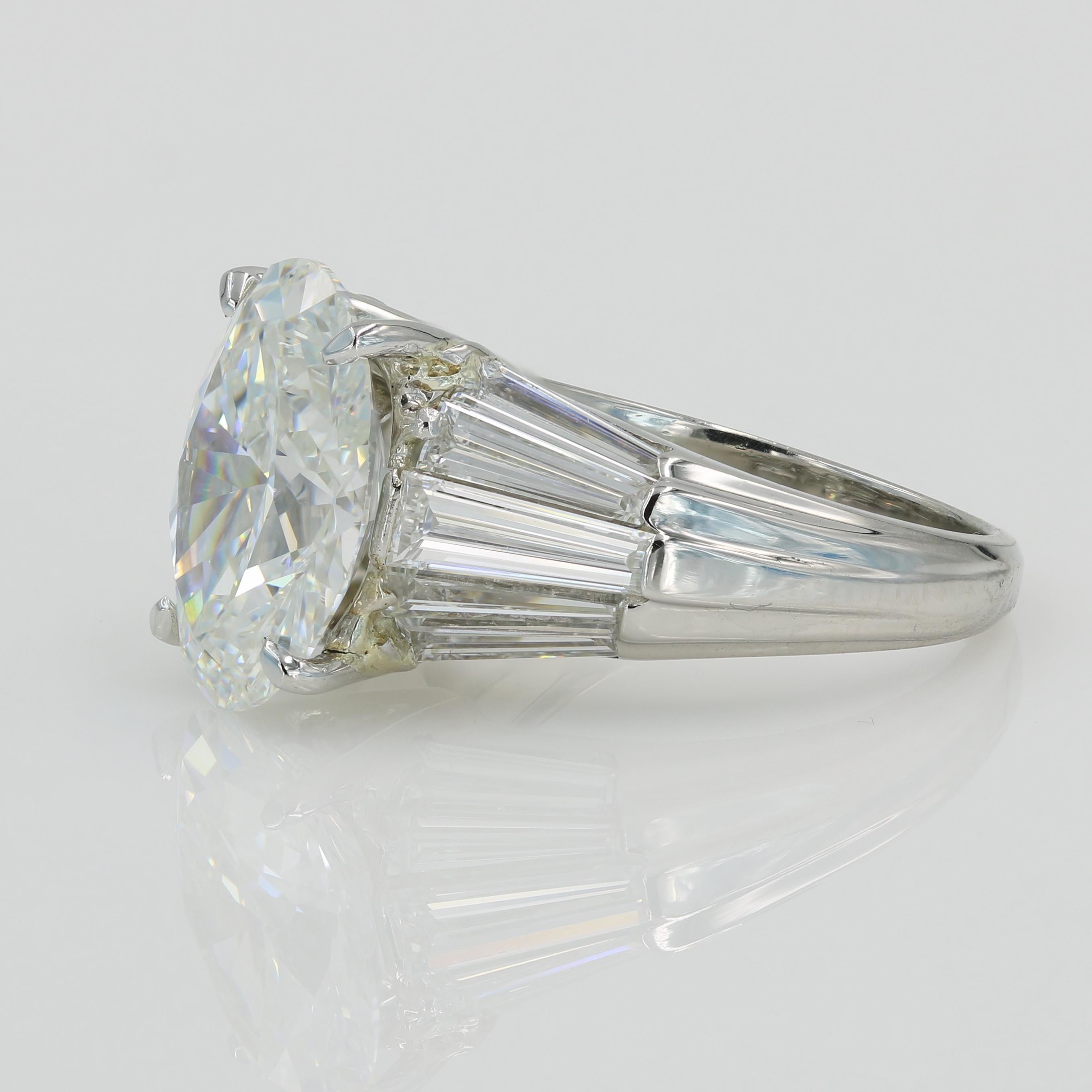 Lester Lampert 5.05 Carat Oval Cut Diamond Ring, G / VS1 with GIA Papers in Plat In New Condition In Chicago, IL
