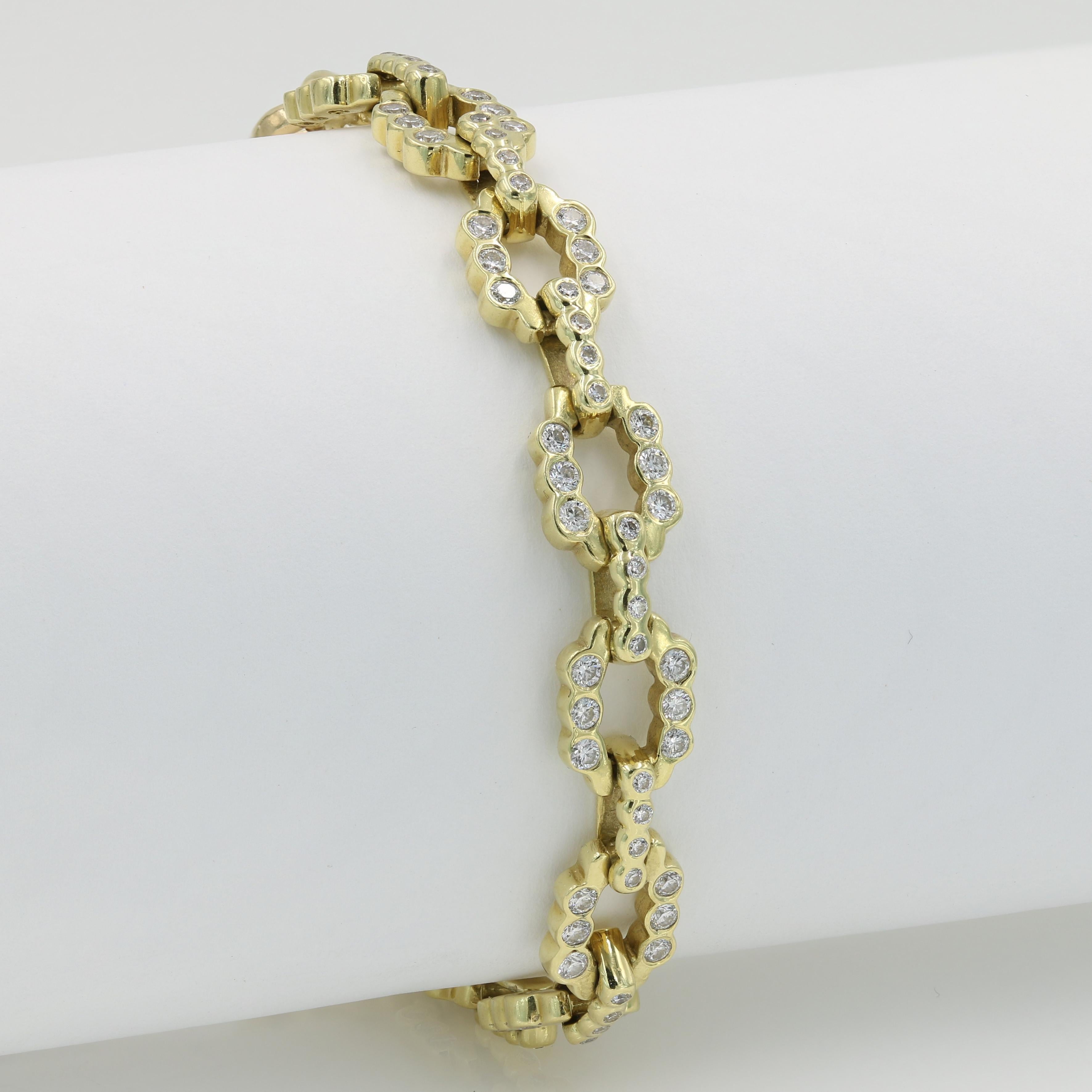 Lester Lampert Designed Diamond Link Bracelet in 18kt Yellow Gold - Containing 116 Ideal cut diamonds, weighing 2.47cts. total G/VS Bracelet measures 7