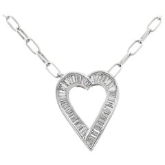 Lester Lampert Original Baguette Diamond Heart Necklace