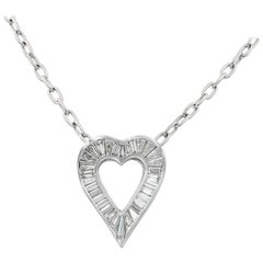 Lester Lampert Signature Large Baguette Diamond Heart Necklace Lester Lampert Signature Large Baguette Diamond Heart Necklace