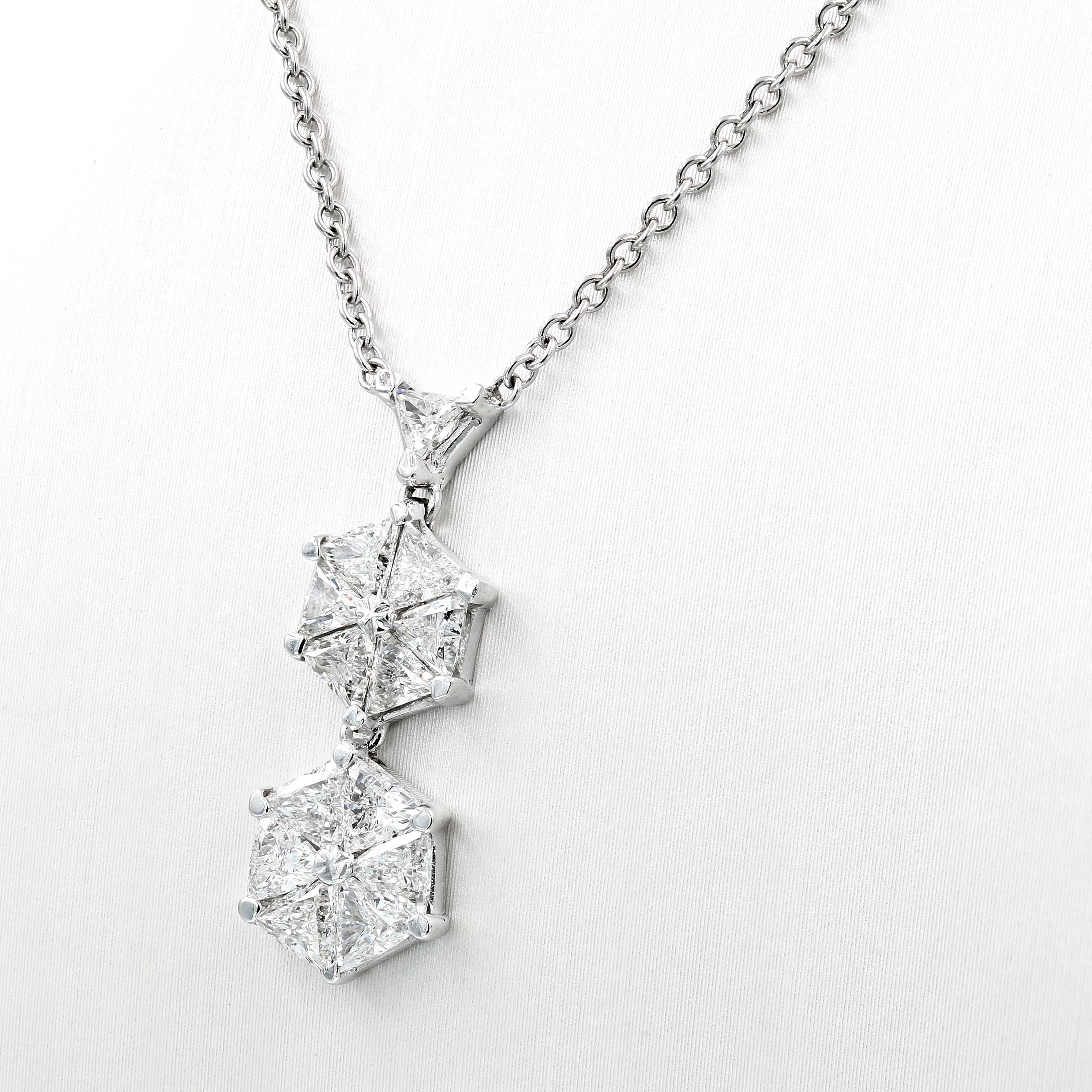 Trillion Cut Lester Lampert VoiLLa Trilliant Diamond and Platinum Pendant