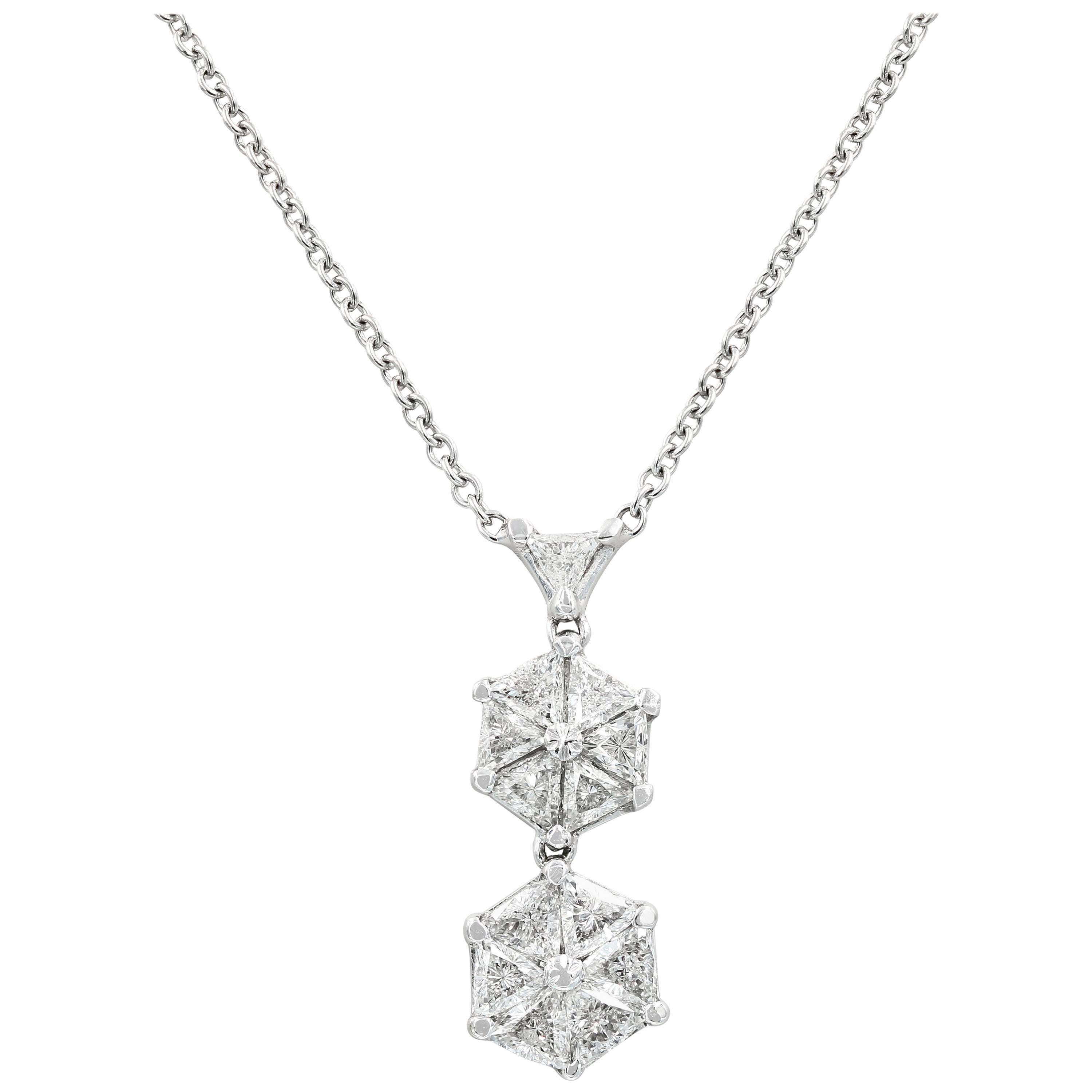 Lester Lampert VoiLLa Trilliant Diamond and Platinum Pendant