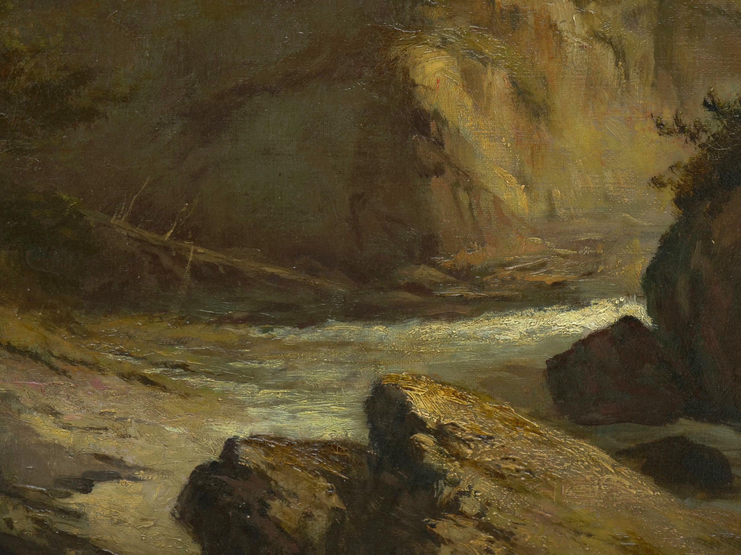 “Lester River, Duluth” Antique Landscape Oil Painting by Feodor Von Luerzer 3