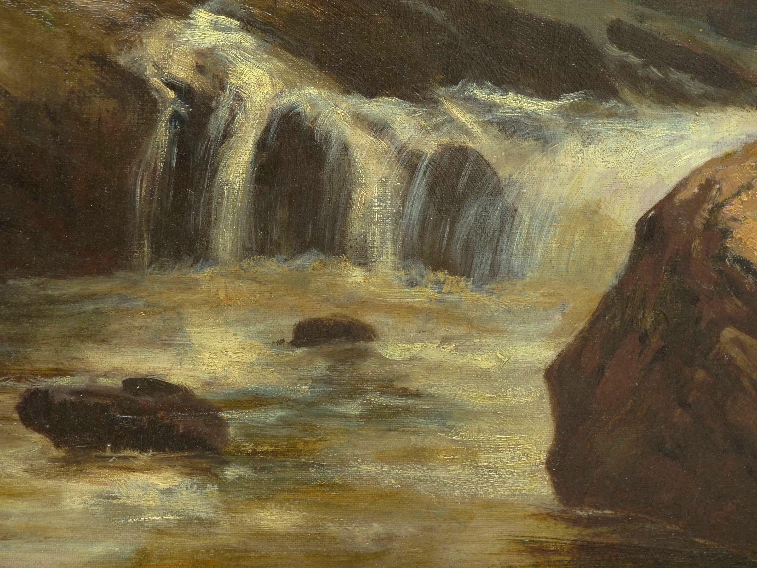 “Lester River, Duluth” Antique Landscape Oil Painting by Feodor Von Luerzer 5