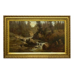 “Lester River, Duluth” Antique Landscape Oil Painting by Feodor Von Luerzer