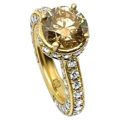Lesunja 2.67ct. Champagne Diamond and Yellow Gold Solitaire Ring