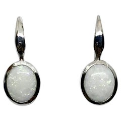 Lesunja Australian Opal Platinum Earrings