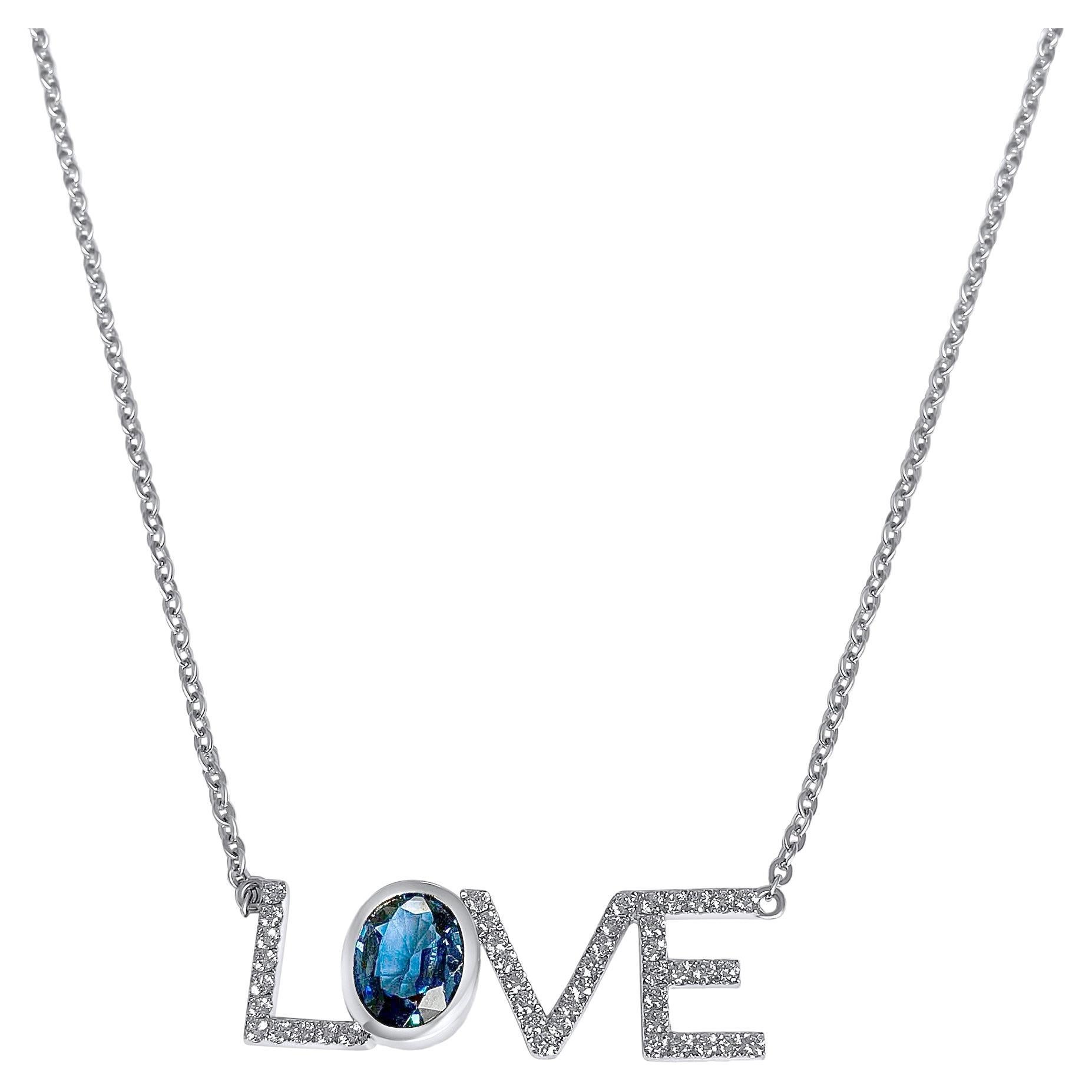 Ciondolo dell
amore in platino con diamante e zaffiro Lesunja in vendita