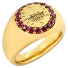 Lesunja, bague jonc côte en or jaune et rubis