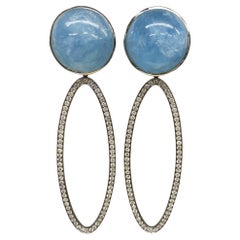 Lesunja Hidden Secrets Elegance Platin Aquamarine And Diamond Stud Earrings