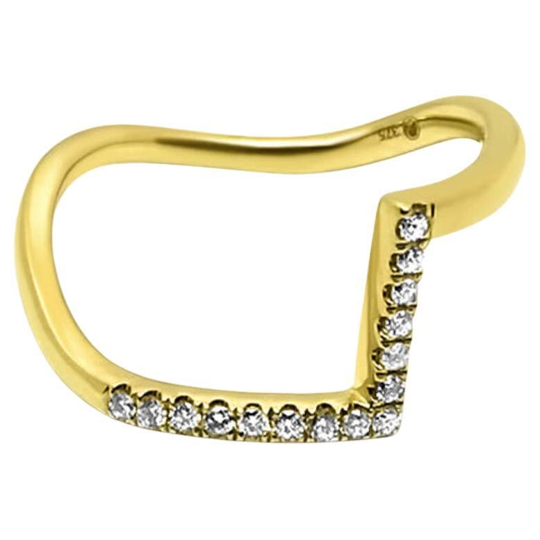 Lesunja L Collection Yellow Gold and White Diamonds Ring