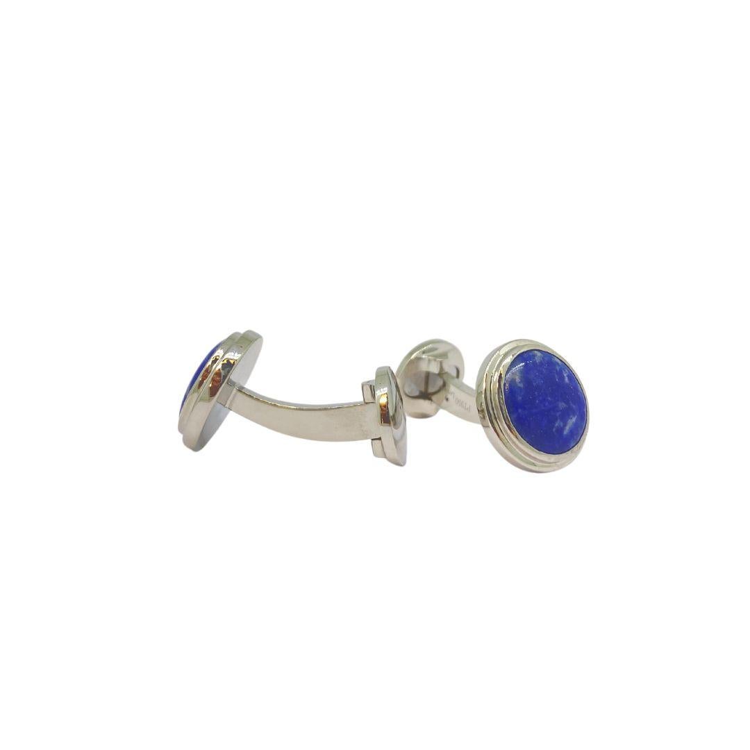 Cufflinks made from high polished 950 platinum with two round plates of lapis lazuli, 11.04ct.

Front: 15.4mmØ, 5.0mm thick

22.85g of 950 Platinum

Lesunja's men's collection is a perfect blend of traditional and modern designs that reflect the