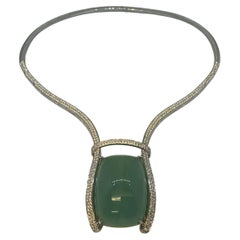 Lesunja Magnifique Necklace White Gold Green Aquamarine Diamonds