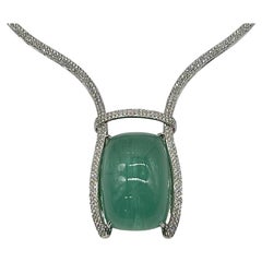 Lesunja Magnifique Necklace White Gold Green Aquamarine Diamonds