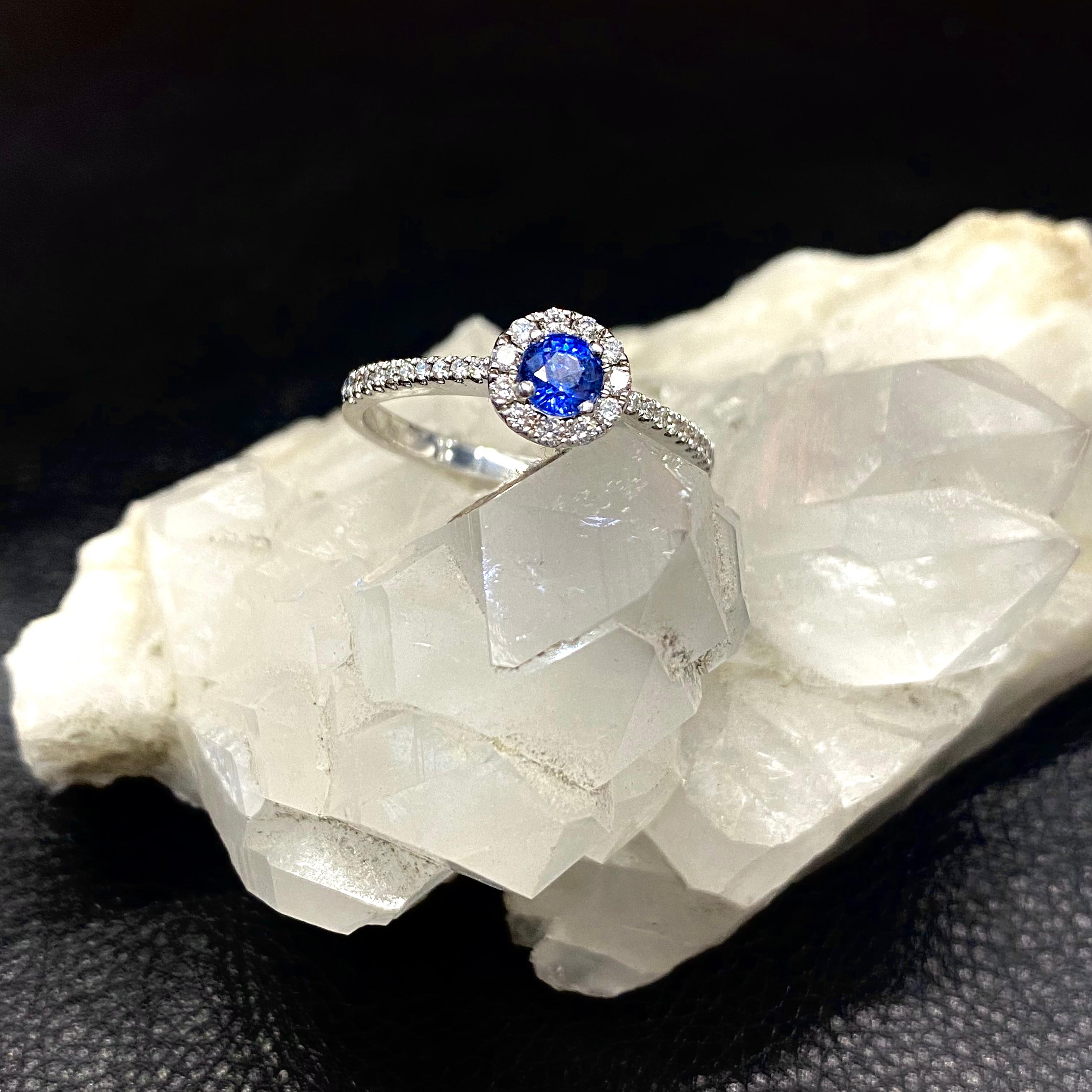 Brilliant Cut Lesunja Magnifique White Gold Sapphire Diamond Ring For Sale