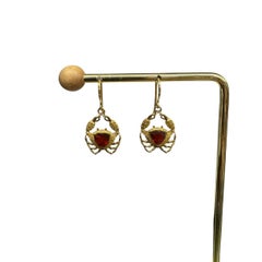 Lesunja Ocean XXY Cancer Ear Hangers Yellow Gold Fire Opal
