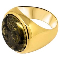Lesunja Pyrite Magnetite Yellow gold Signet Rings Vintage