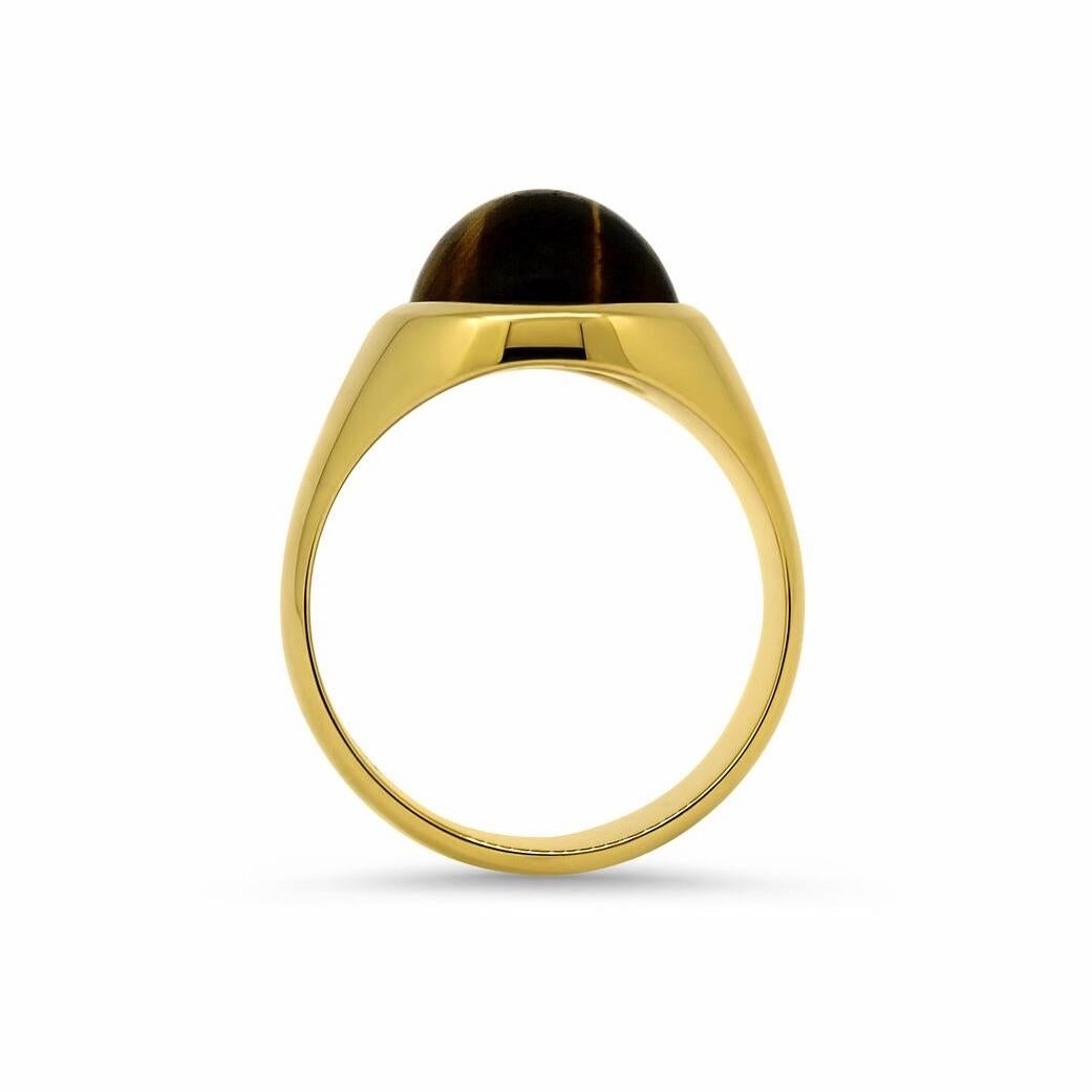 Modern Lesunja Yellow Gold Tiger Eye Ring For Sale