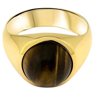 Lesunja Yellow Gold Tiger Eye Ring For Sale