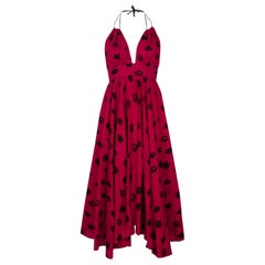 LeSwim Red and Black Lips Print Halter Midi Dress Size XS
