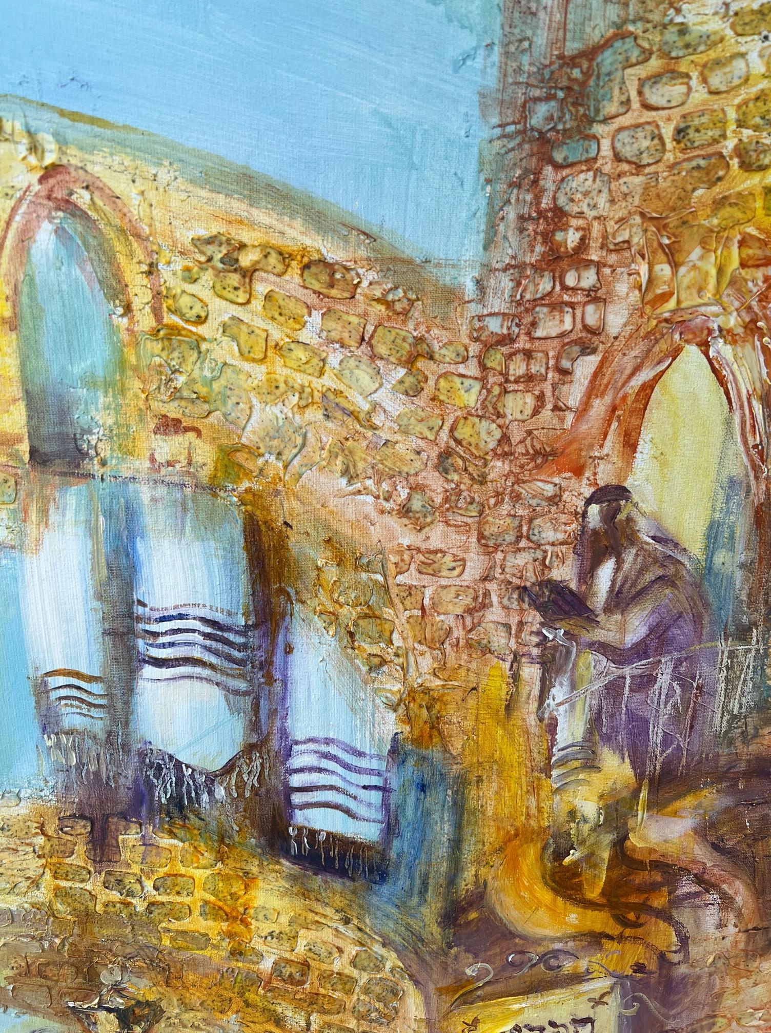 Judaica colorful Dancing with the Torah oil on canvas painting figurative For Sale 1