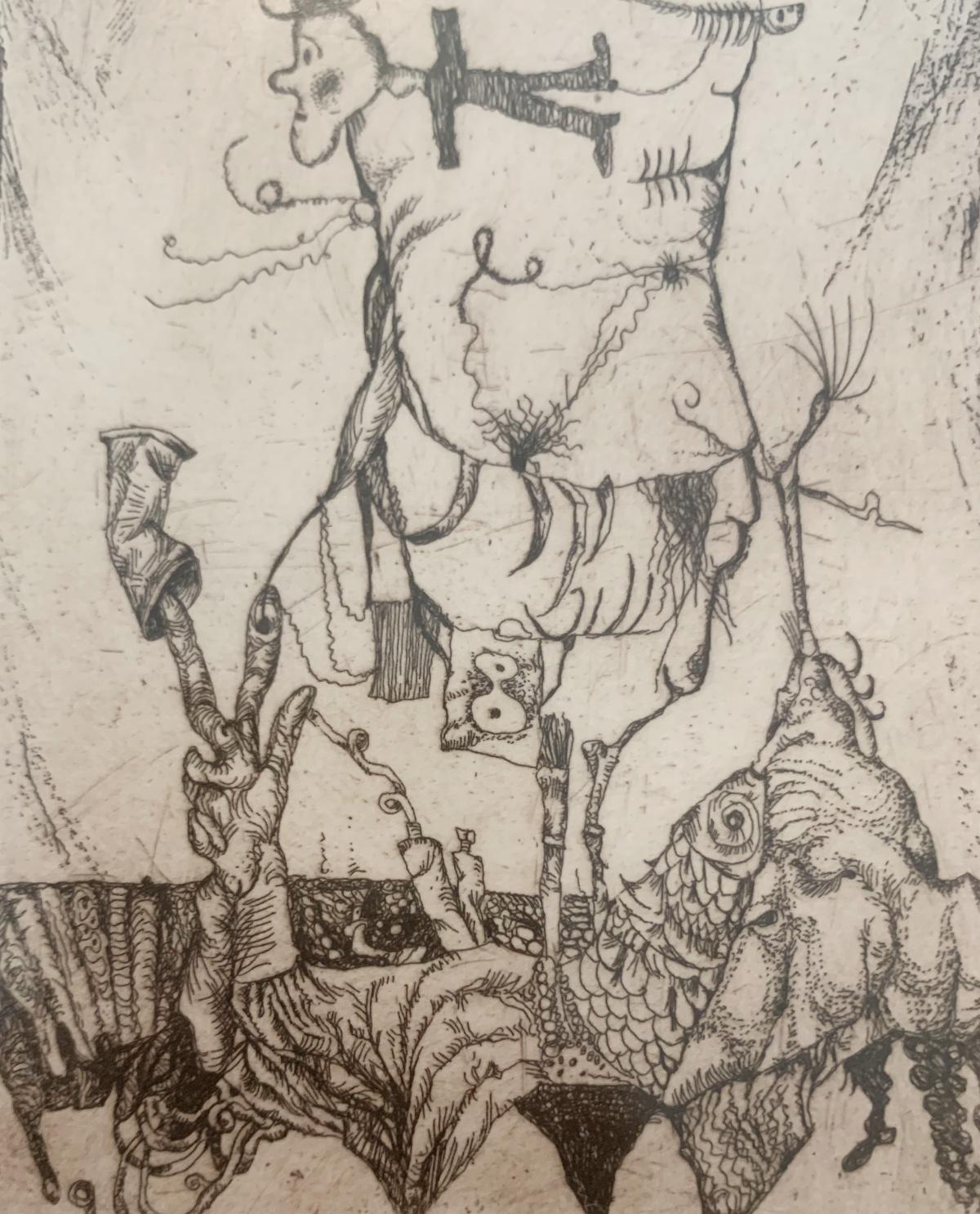 A coast. Figurative & abstract etching, Monochromatic, Polish artist - Print by Leszek Rózga