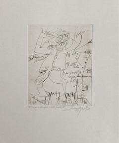 Figurativer Radierungsdruck „A dancing one - XXI Century“, Schwarz-Weiß
