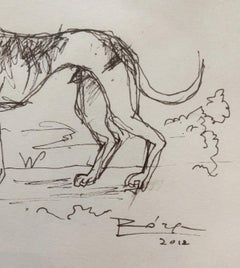 Un perro. Dibujo figurativo, Animal, Minimalista, Blanco y negro, Arte polaco