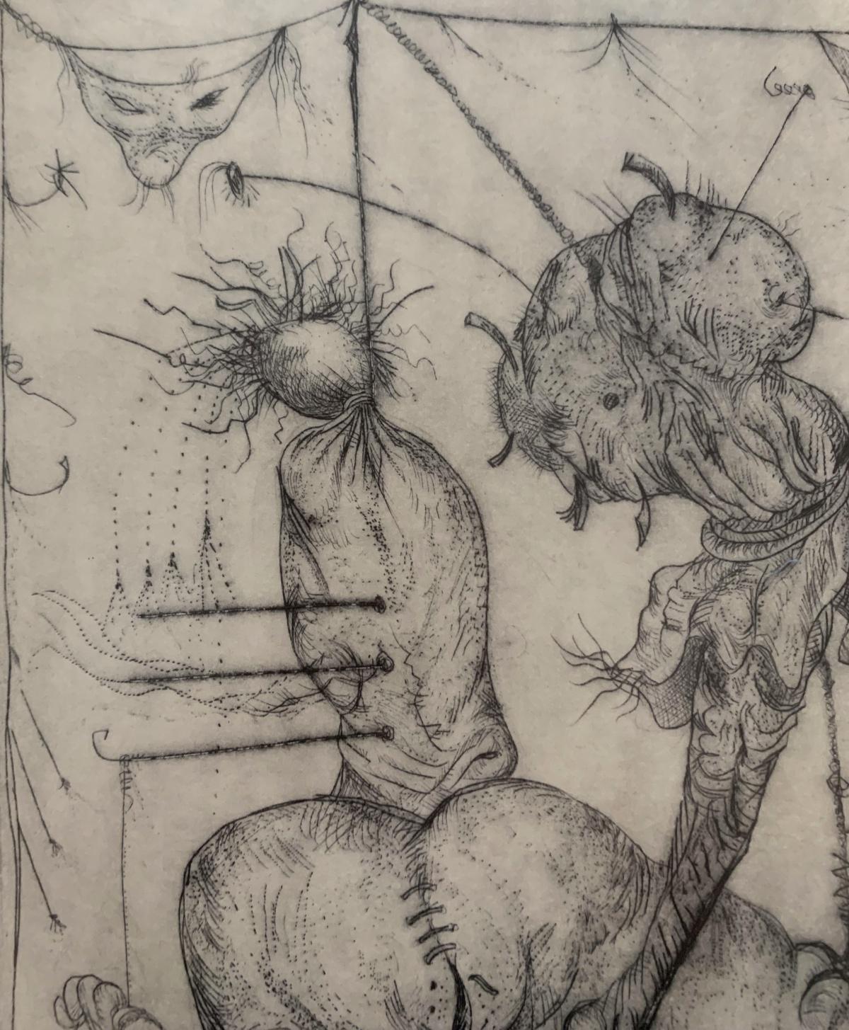 Un dúo. Grabado surrealista, Monocromático, Minimalista, Arte polaco - Print Contemporáneo de Leszek Rózga
