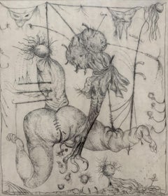 Un dúo. Grabado surrealista, Monocromático, Minimalista, Arte polaco