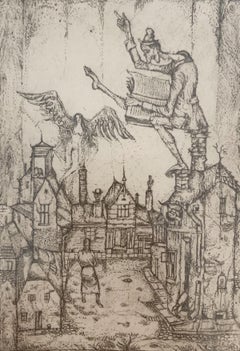 Una lettura. Acquaforte figurativa, Monocromatica, Minimalista, Arte polacca