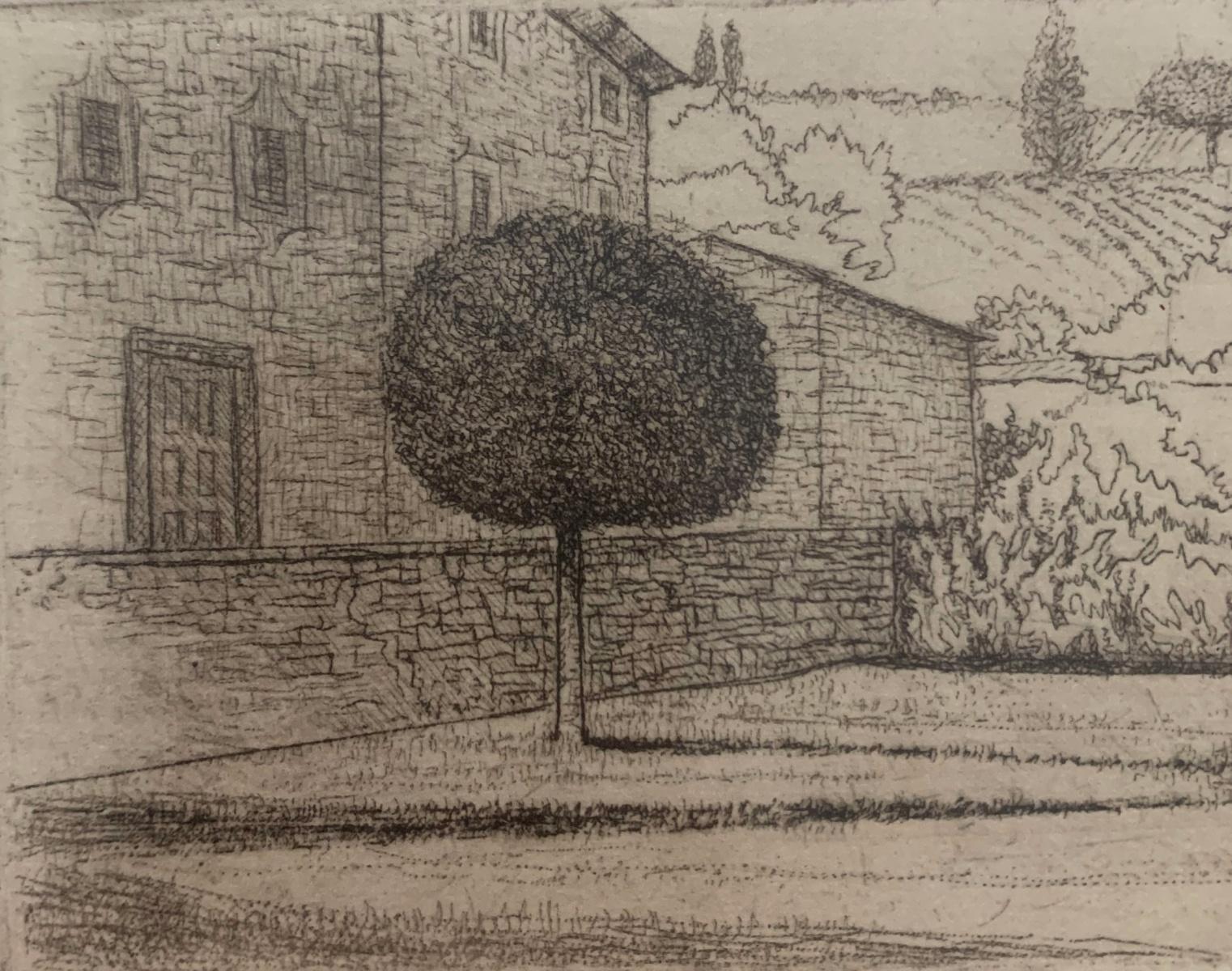 Castello. Acquaforte figurativa, Paesaggio monocromatico, Minimalista, Arte polacca - Print Contemporaneo di Leszek Rózga