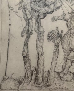 Dédalo. Grabado surrealista, Monocromático, Minimalista, Arte polaco