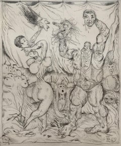 Ballare con le maschere. Acquaforte figurativa, Monocromatica, Minimalista, Arte polacca