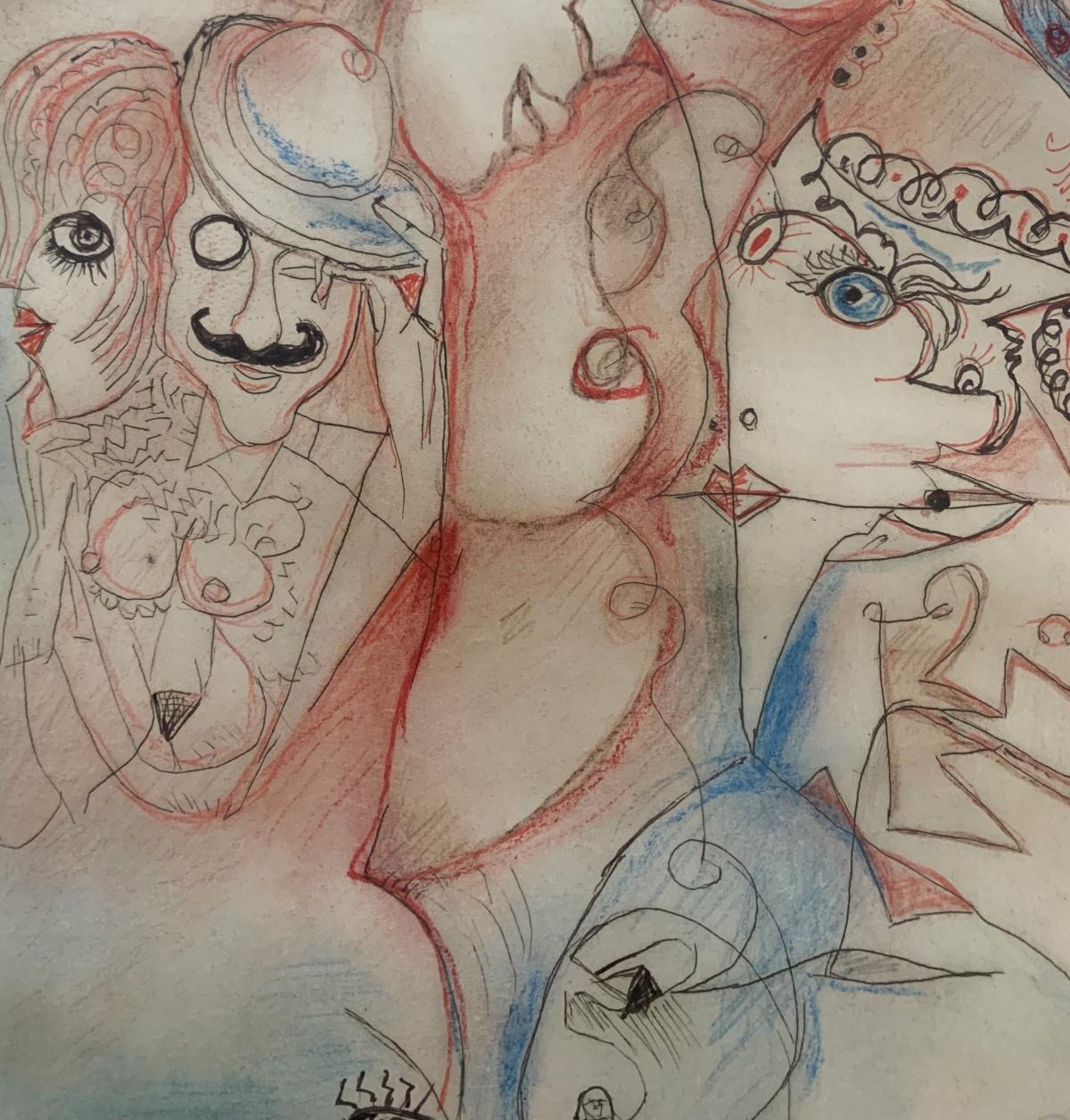 Decadenza. Incisione figurativa a tecnica mista, Surrealismo, Arte polacca - Print di Leszek Rózga