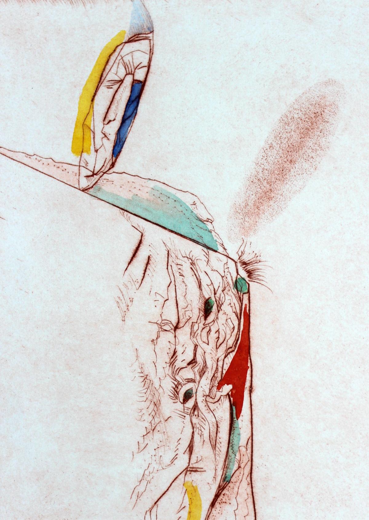 Egea, un bord - XXe siècle, gravure à l'eau-forte abstraite, colorée - Beige Abstract Print par Leszek Rózga