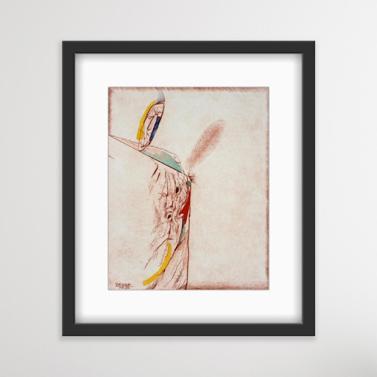 Egea, an edge - XX Century, Abstract Etching Print, Colorful - Beige Abstract Print by Leszek Rózga