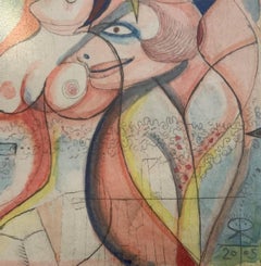 Mädchen. Figurative Radierung in limitierter Auflage, Surrealistisch, Akt, Polnische Kunst