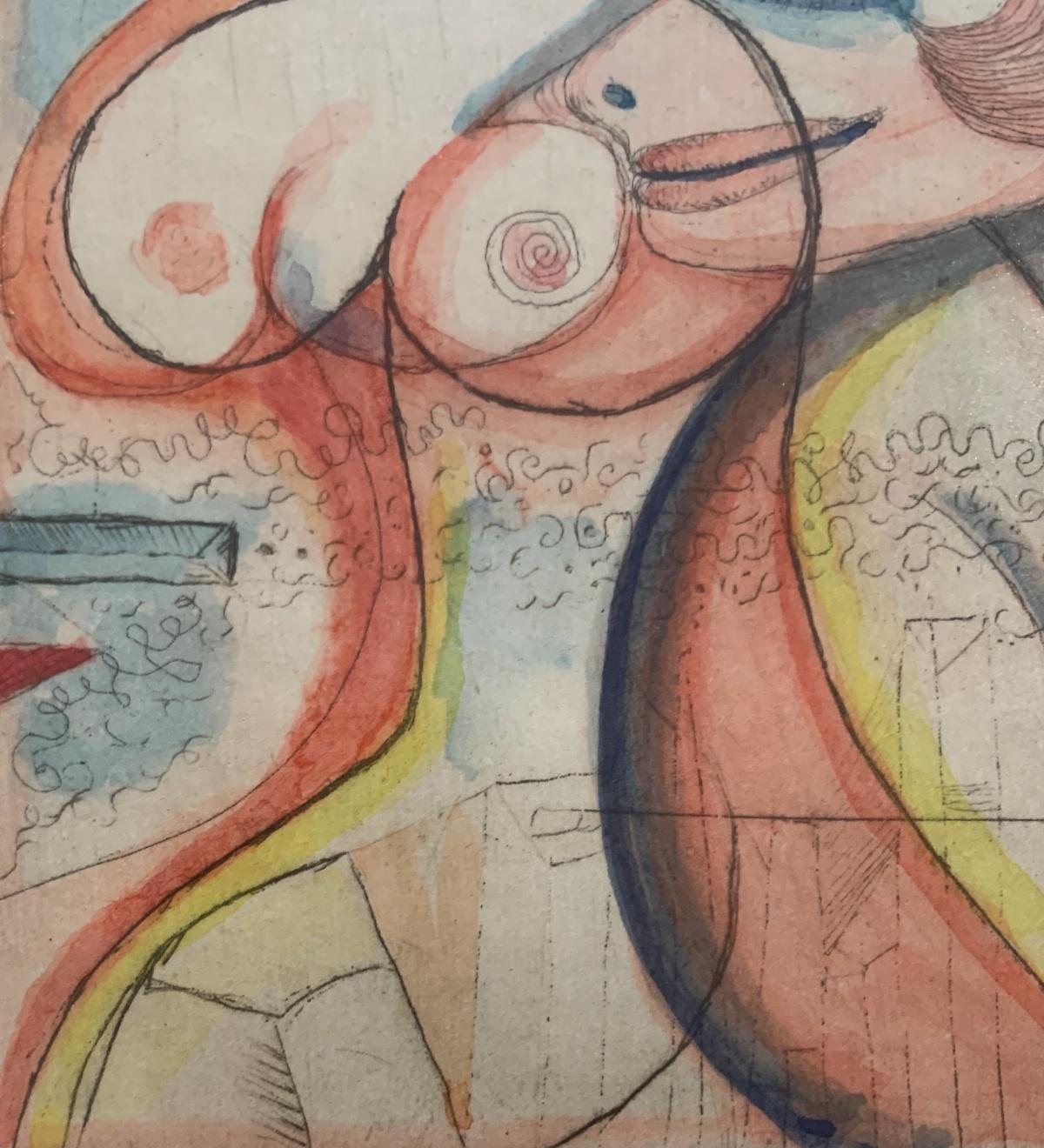 Grabado figurativo surrealista al aguafuerte con acuarela del artista polaco Leszek Rozga. Las obras de arte representan varios retratos en diferentes estilos. La obra está firmada por el artista, es una edición limitada de 10 ejemplares. 

LESZEK