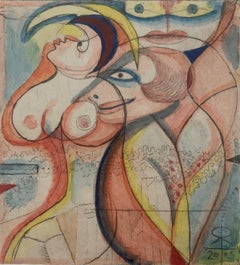 Ragazze. Acquaforte figurativa in edizione limitata, Surrealista, Nudo, Arte polacca