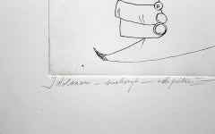 Idol -  Figurative drypoint print, Surrealist, Black & white, Minimalism
