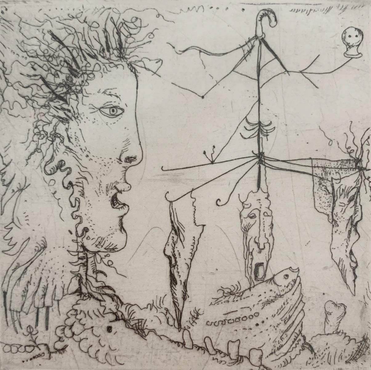 Giostra. Acquaforte surreale, Monocromatica, Minimalista, Arte polacca