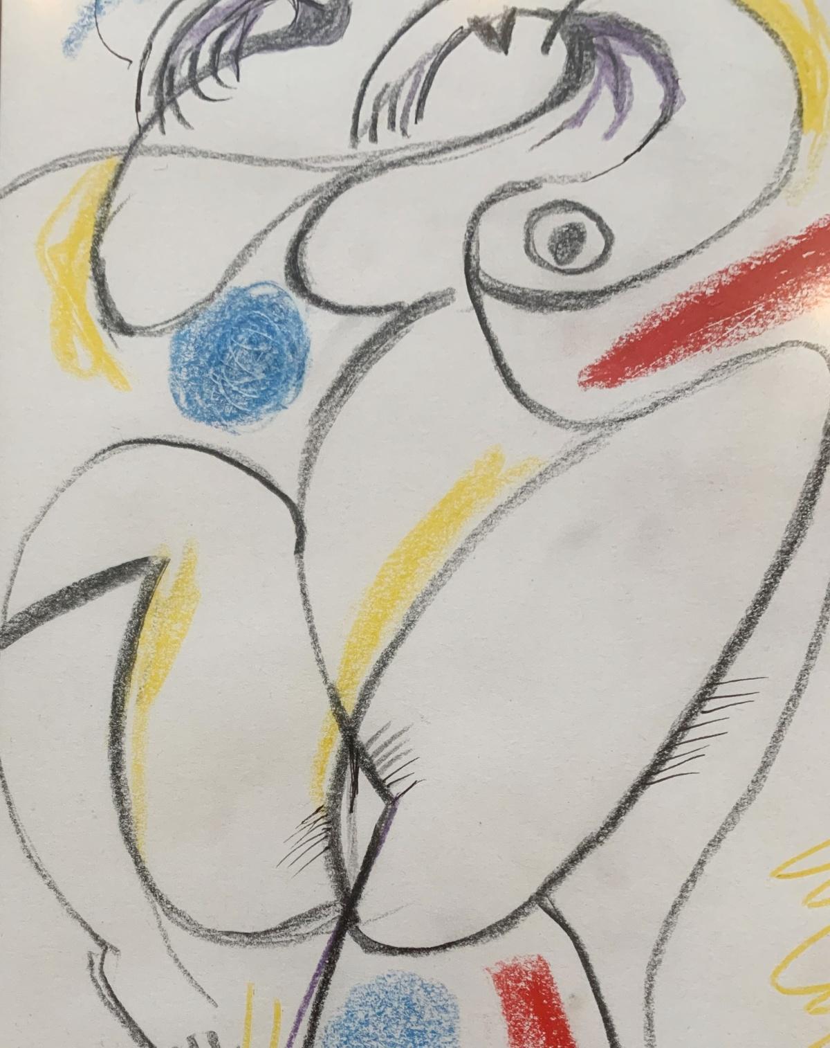 Nude. Figurative surrealistic drawing, Animal, Minimalistic, Polish art en venta 1