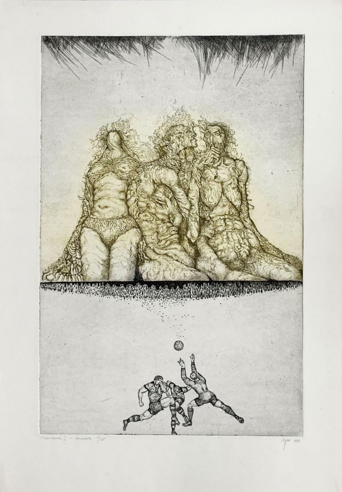 Permeation I - XX Century, Figurative etching print, Surrealism - Print by Leszek Rózga