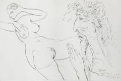 Temptation --  Black & white etching print, Figurative, Nude, Polish art
