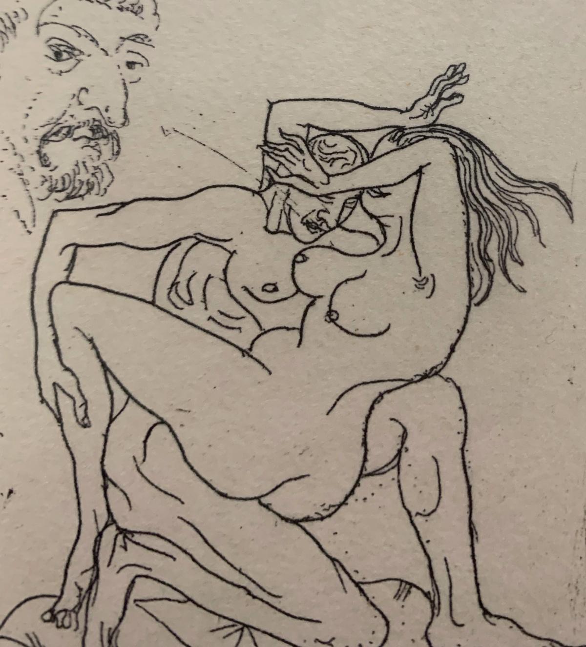 Untitled. Figurative etching print, Nude, Black &white, Polish artist - Beige Nude Print by Leszek Rózga