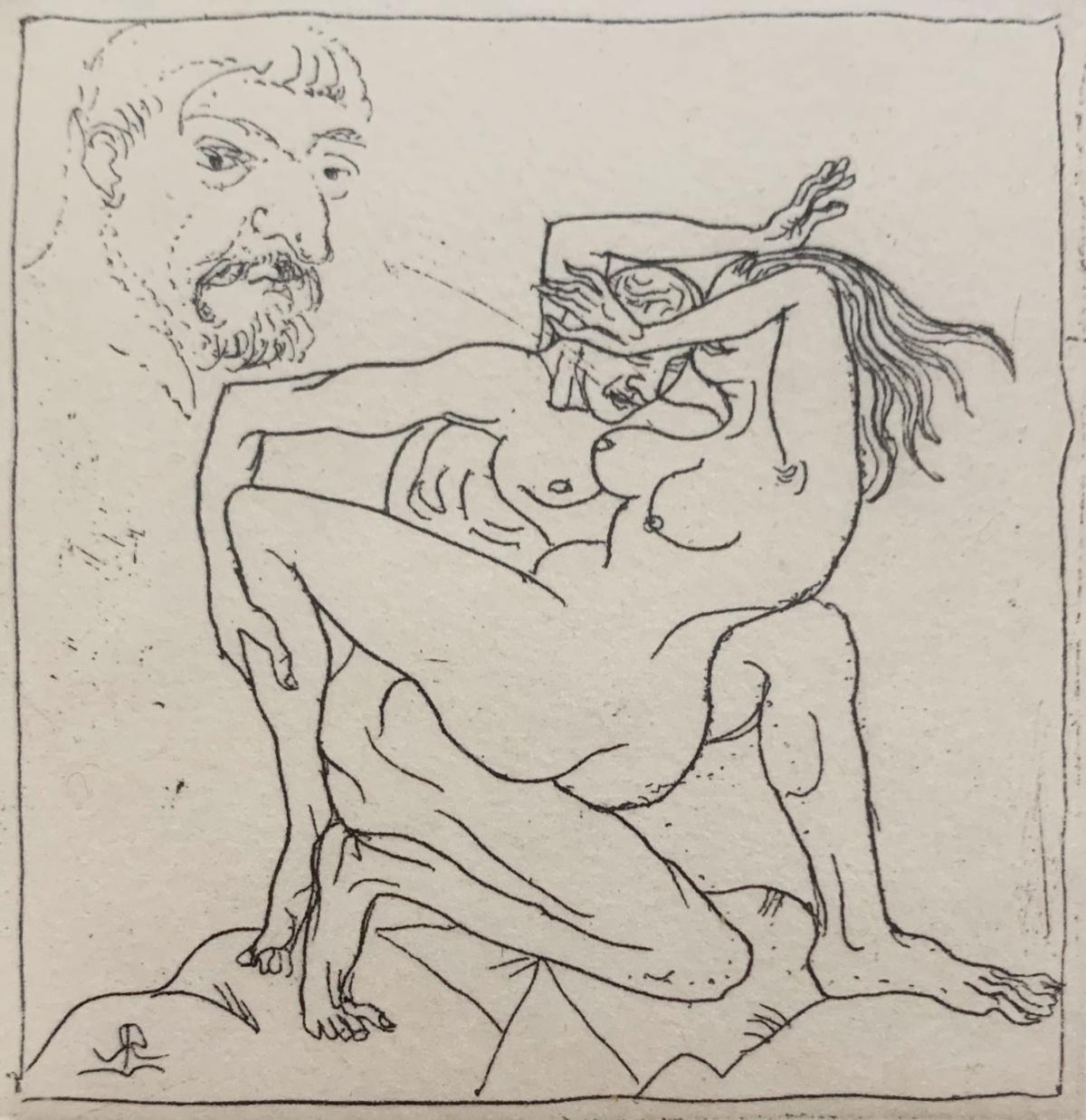 Untitled. Figurative etching print, Nude, Black &white, Polish artist
