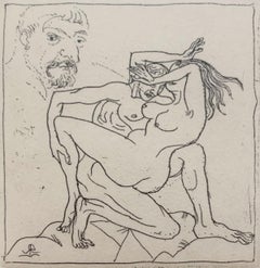 Untitled. Figurative etching print, Nude, Black &white, Polish artist