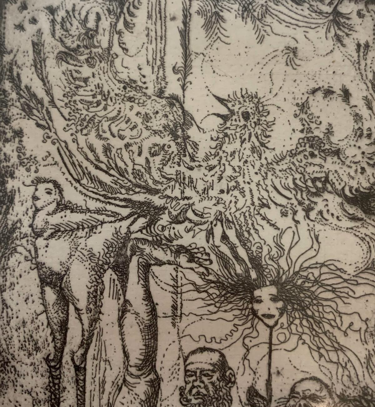 Wise-men. Figurative etching print, Black &white, Polish artist - Print by Leszek Rózga