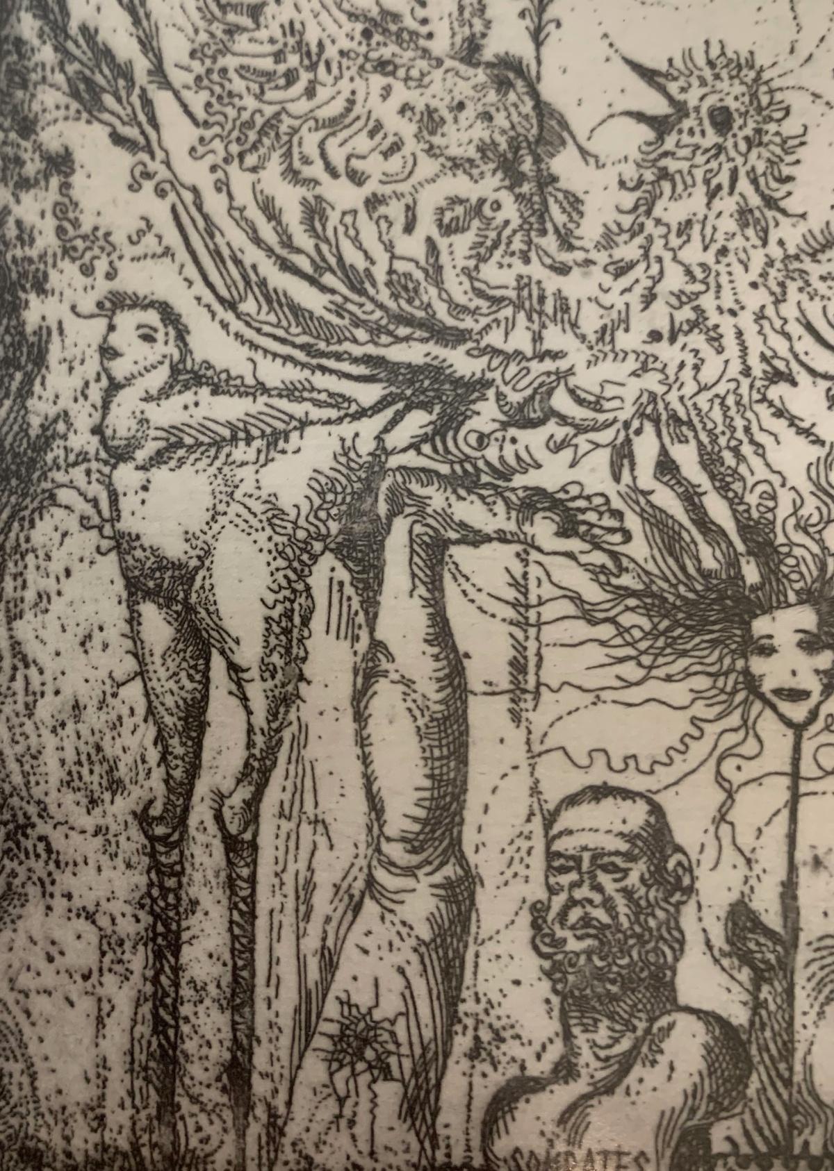 Wise-men. Figurative etching print, Black &white, Polish artist - Contemporary Print by Leszek Rózga